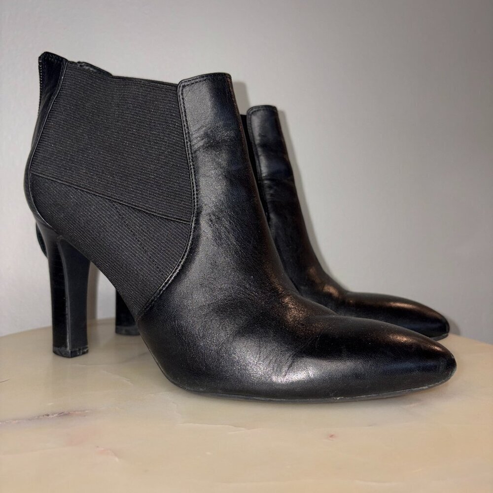 Franco Sarto Viceroy Sz 7.5 Leather Heeled Ankle Bootie - Zip Heel